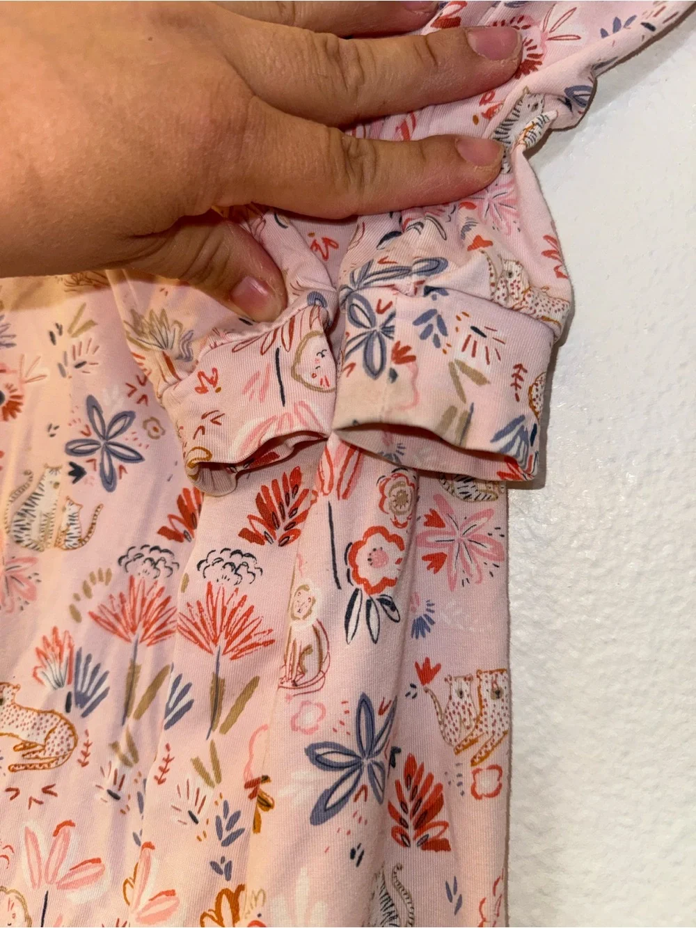 Baby Pink Floral Footed One-Piece Pajamas with Magnetic Closure